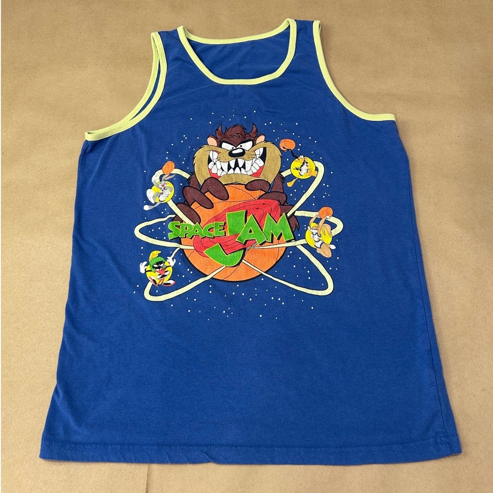 Space Jam Blue Graphic Tank Top Mens Size Medium